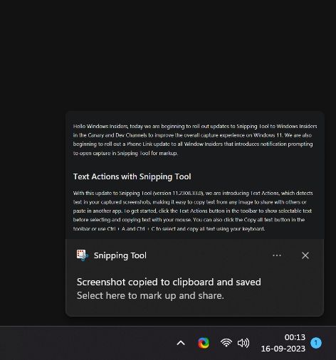 notifica dello strumento di cattura